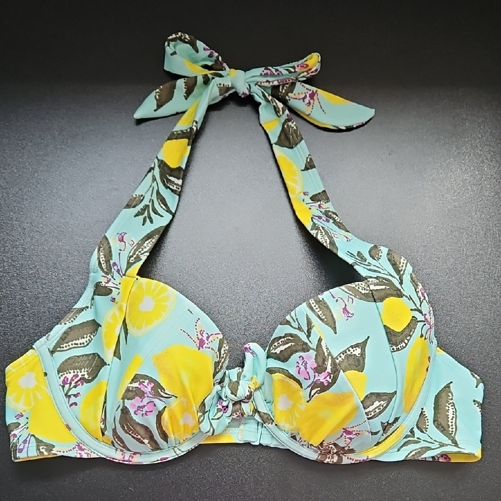 Adore Me Floral Bikini Top - Yellow and Blue